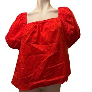 Alex Marie Bold Red Puff Sleeve Blouse